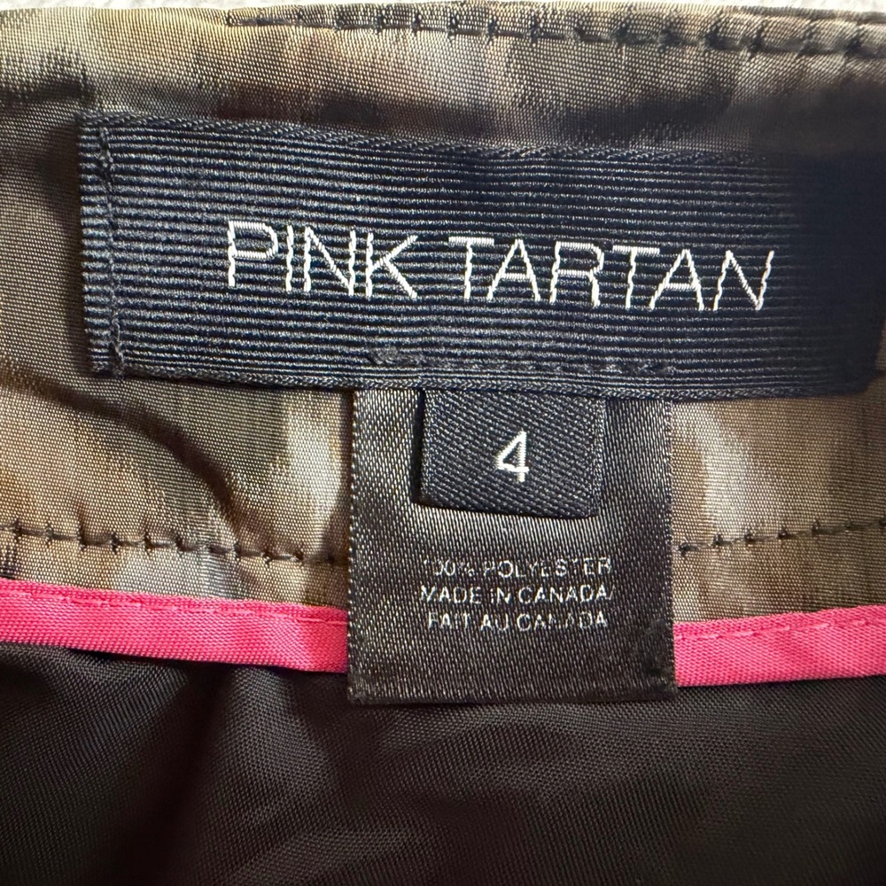 Pink Tartan Animal Print Pleated Mini Skirt Green Tan Size 4 Made in Canada - Picture 8 of 9